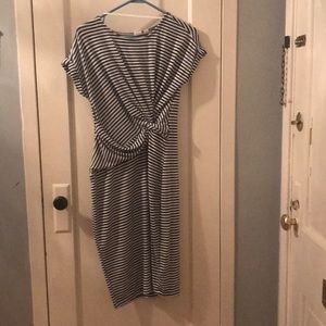 Gap striped dress with side knot at waist, xs